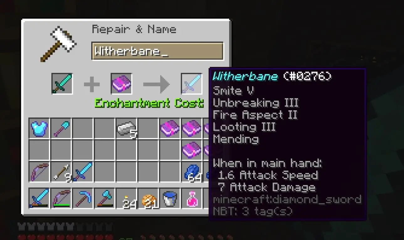 Mending I sword enchantments minecraft